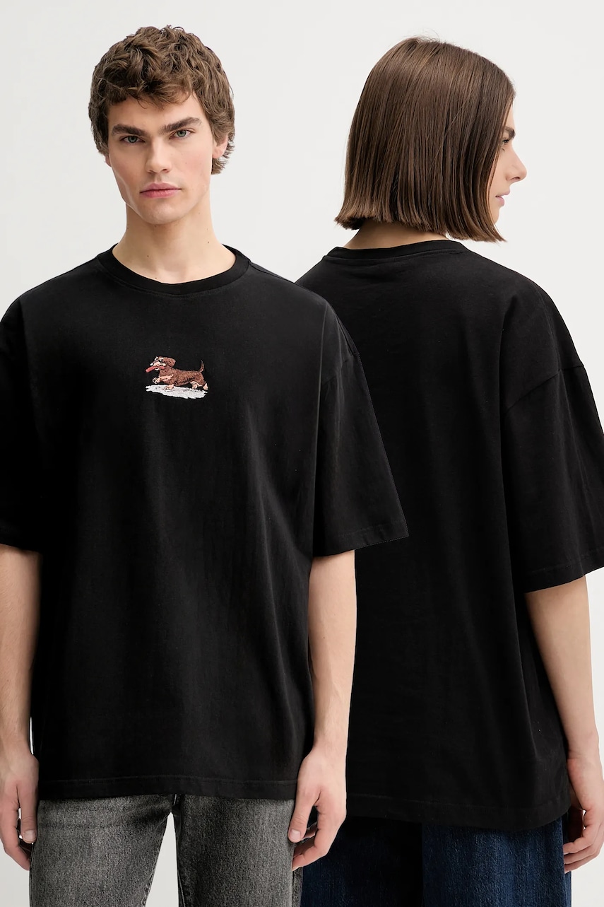 Bavlněné tričko Kaotiko černá barva, s aplikací, AR052-02-G002