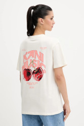 Bavlněné tričko Karl Kani dámské, béžová barva, PD00005460