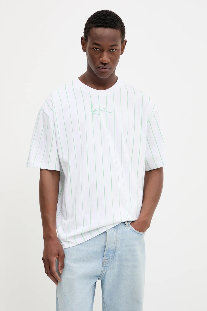 Bavlněné tričko Karl Kani pánské, bílá barva, PD00005363