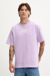 Bavlněné tričko Karl Kani pánské, fialová barva, s potiskem, PD00005334