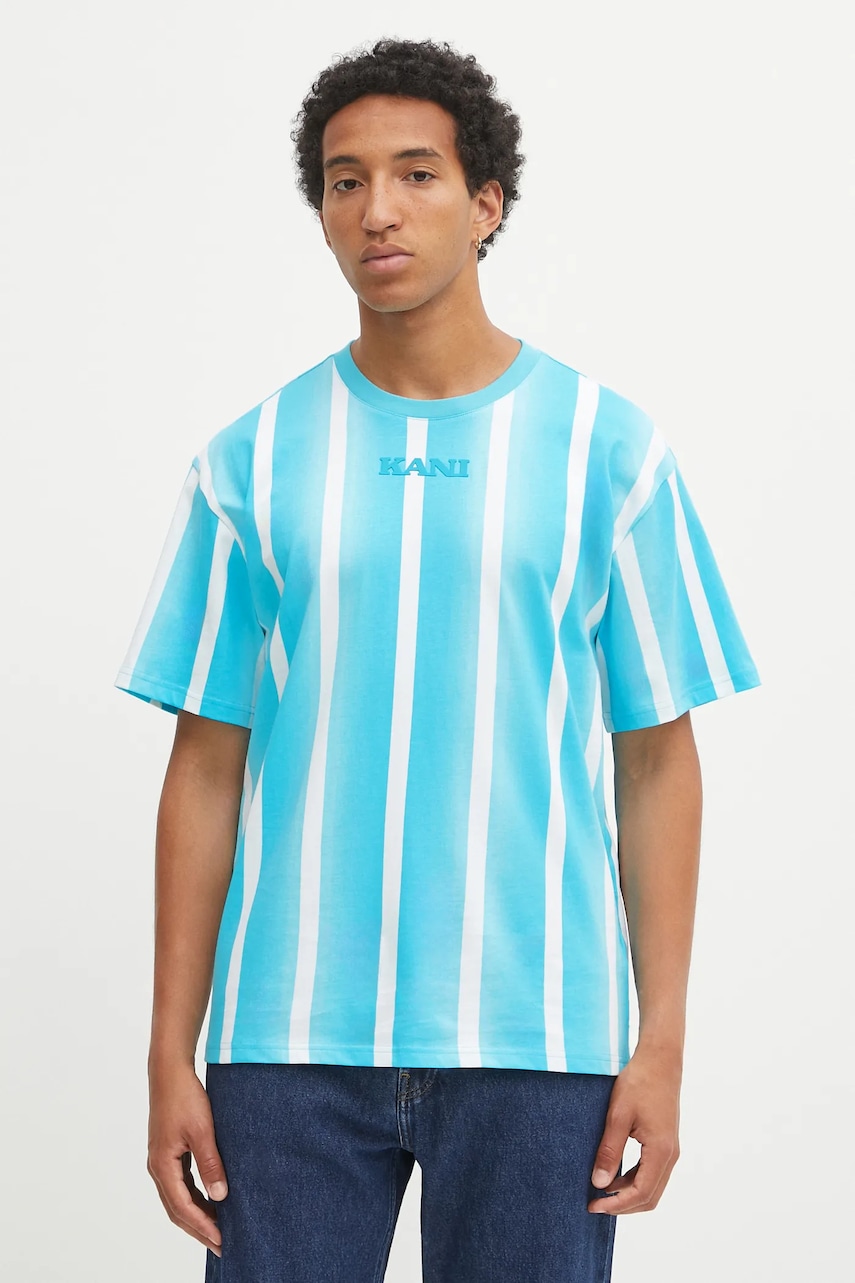 Bavlněné tričko Karl Kani pánské, modrá barva, s potiskem, PD00005339