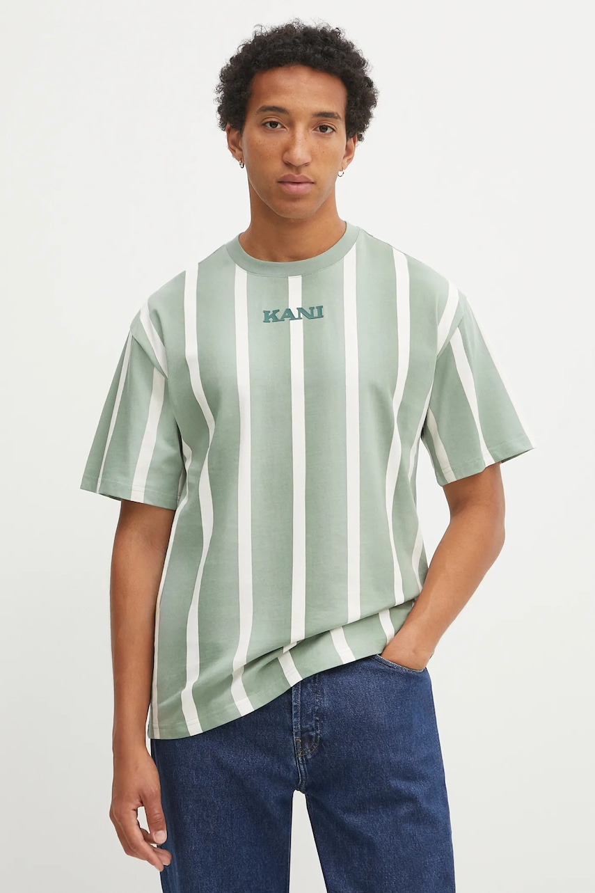 Bavlněné tričko Karl Kani pánské, zelená barva, PD00005338