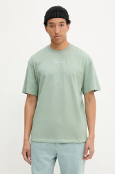 Bavlněné tričko Karl Kani pánské, zelená barva, s aplikací, PD00008142