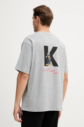 Bavlněné tričko Karl Lagerfeld DISNEY pánské, šedá barva, s potiskem, 553270.755098