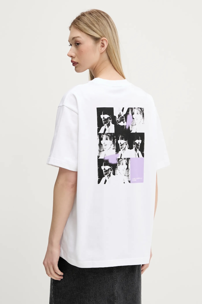 Bavlněné tričko Karl Lagerfeld Jeans dámské, bílá barva, A3W17053