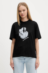 Bavlněné tričko Karl Lagerfeld Jeans dámské, černá barva, A4W17005