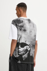 Bavlněné tričko Karl Lagerfeld Jeans pánské, bílá barva, s potiskem, A4M17030