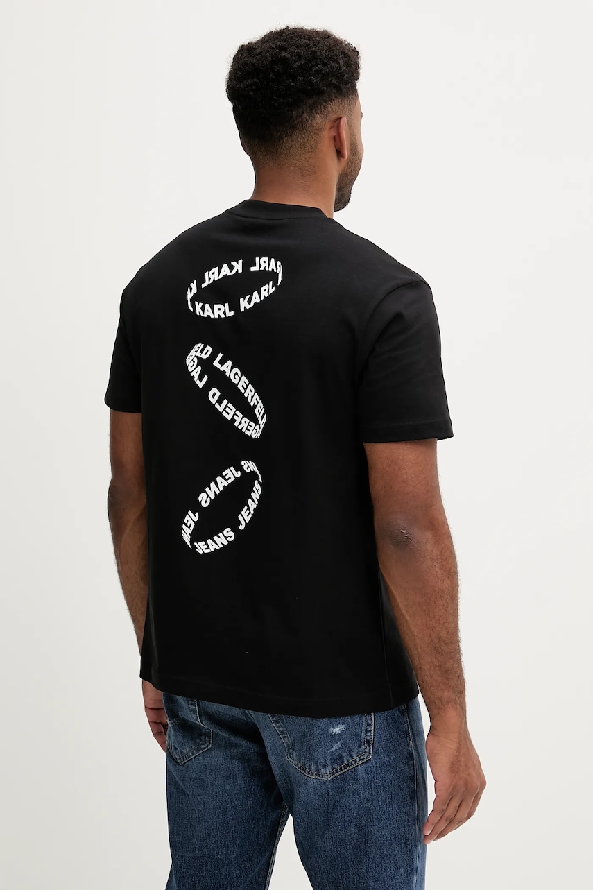 Bavlněné tričko Karl Lagerfeld Jeans pánské, černá barva, s potiskem, A3M17031