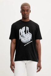 Bavlněné tričko Karl Lagerfeld Jeans pánské, černá barva, s potiskem, A4M17023