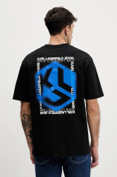 Bavlněné tričko Karl Lagerfeld Jeans pánské, černá barva, s potiskem, B1M17073