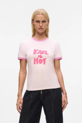 Bavlněné tričko Karl Lagerfeld Karl Lagerfeld x Paris Hilton dámské, růžová barva, A4W17102