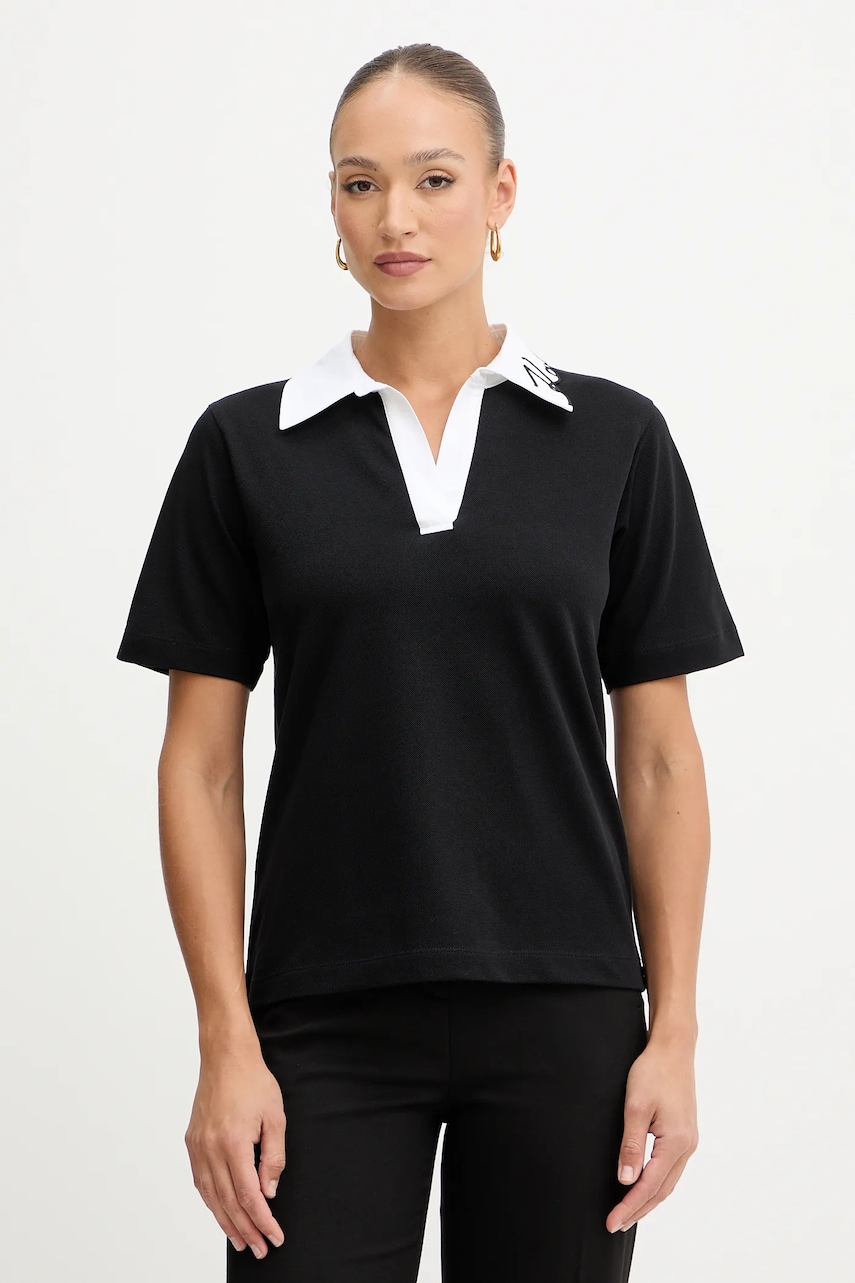 Bavlněné tričko Karl Lagerfeld KARL SIGNATURE dámské, černá barva, A3W17113