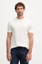 Bavlněné tričko Karl Lagerfeld pánské, béžová barva, s aplikací, 554227.755037