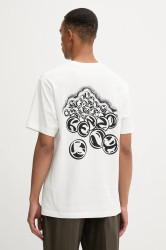 Bavlněné tričko Kenzo pánské, béžová barva, s potiskem, FF65TS2624SG