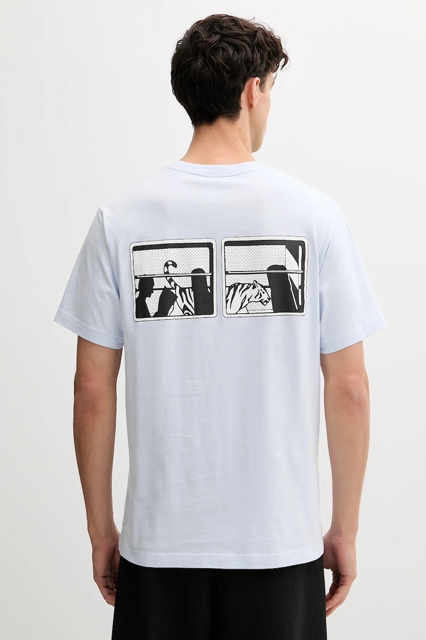 Bavlněné tričko Kenzo pánské, modrá barva, s potiskem, FF65TS2564SG