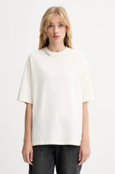 Bavlněné tričko La Mania dámské, béžová barva, ADELL