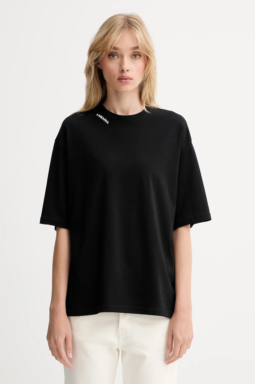 Bavlněné tričko La Mania dámské, černá barva, ADELL