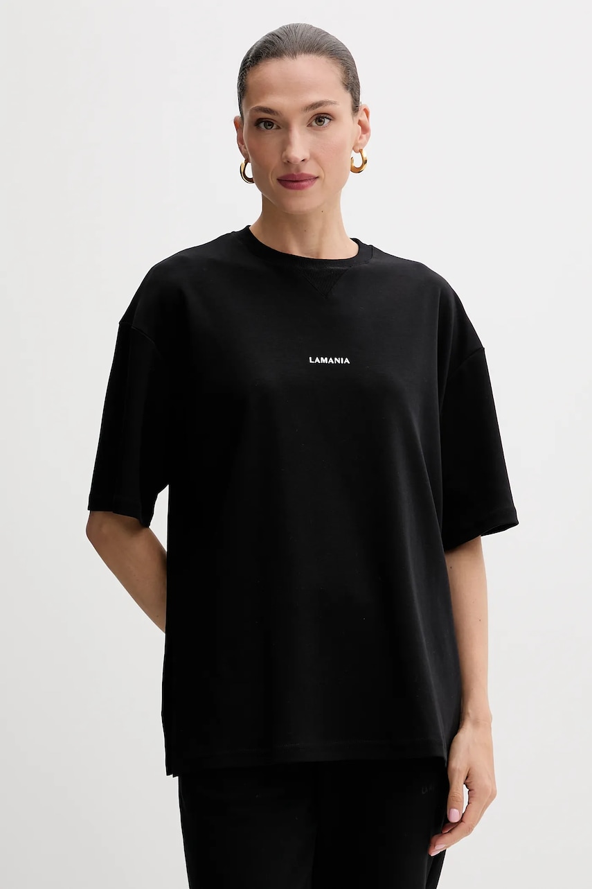 Bavlněné tričko La Mania dámské, černá barva, TEEZY