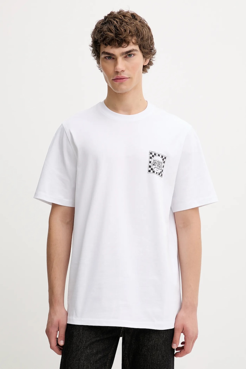 Bavlněné tričko Les Deux Goods pánské, bílá barva, 1000501