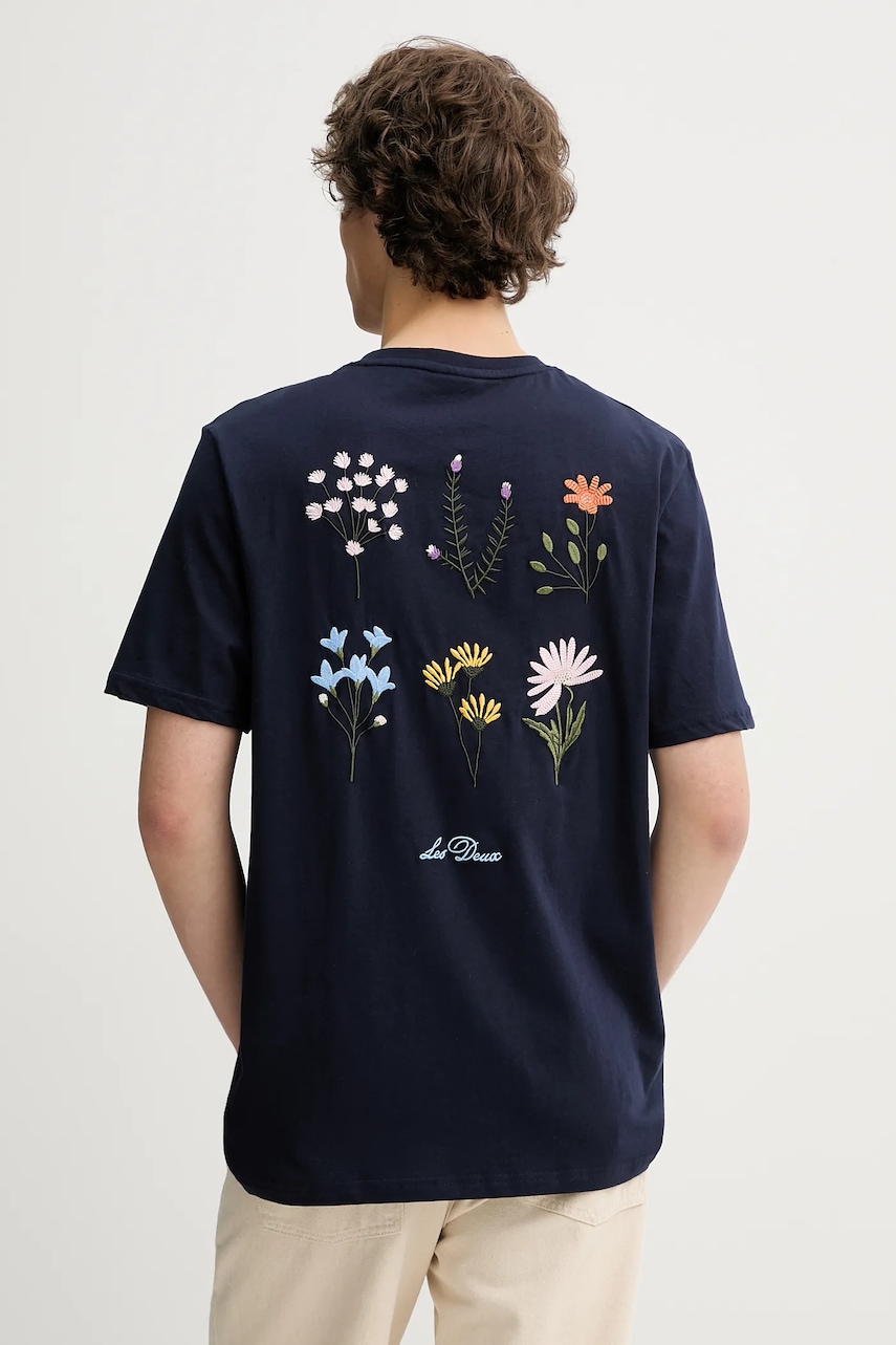 Bavlněné tričko Les Deux pánské, tmavomodrá barva, 1000218