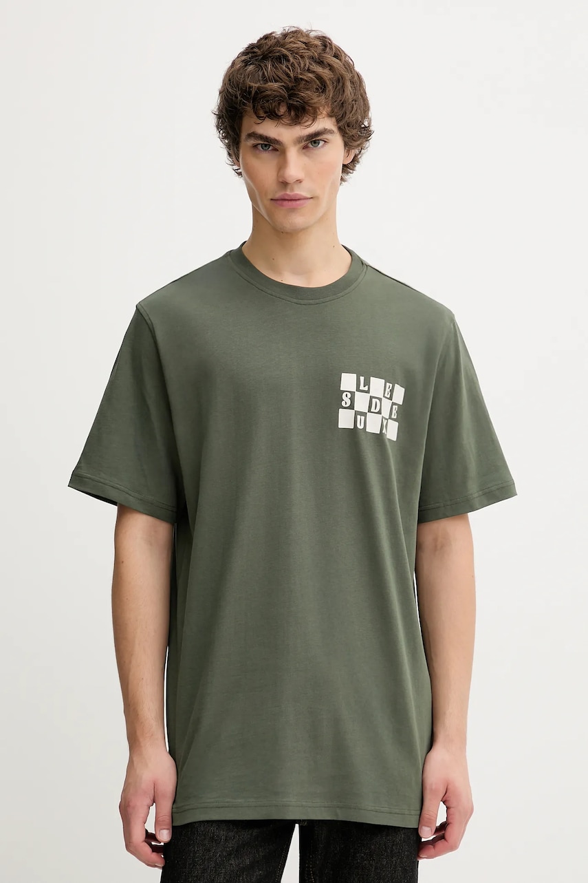 Bavlněné tričko Les Deux Rook pánské, zelená barva, 1000833