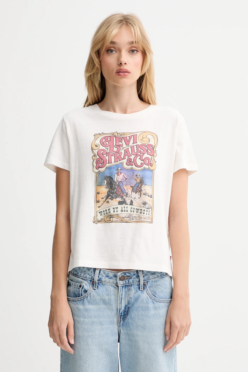 Bavlněné tričko Levi's dámské, bílá barva, A8804