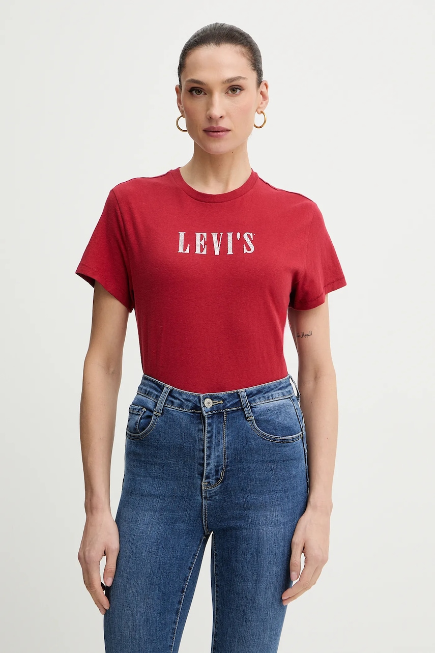 Bavlněné tričko Levi's dámské, červená barva, A2226