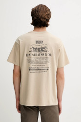 Bavlněné tričko Levi's pánské, béžová barva, 87373