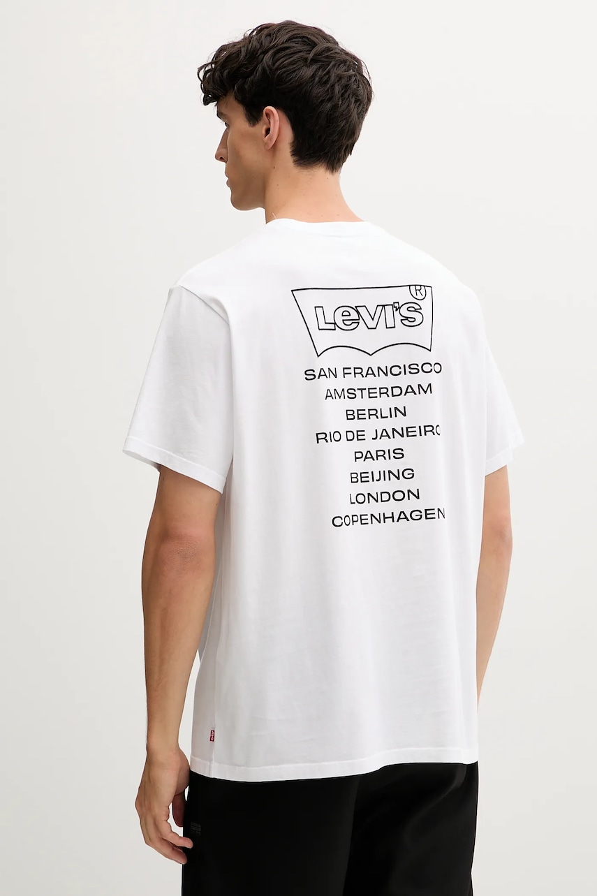 Bavlněné tričko Levi's pánské, bílá barva, s potiskem, A2082