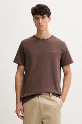 Bavlněné tričko Levi's pánské, hnědá barva, 56605