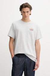 Bavlněné tričko Levi's pánské, šedá barva, s aplikací, 16143