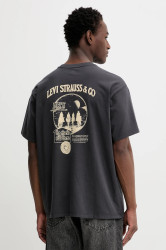 Bavlněné tričko Levi's pánské, šedá barva, s potiskem, 87373