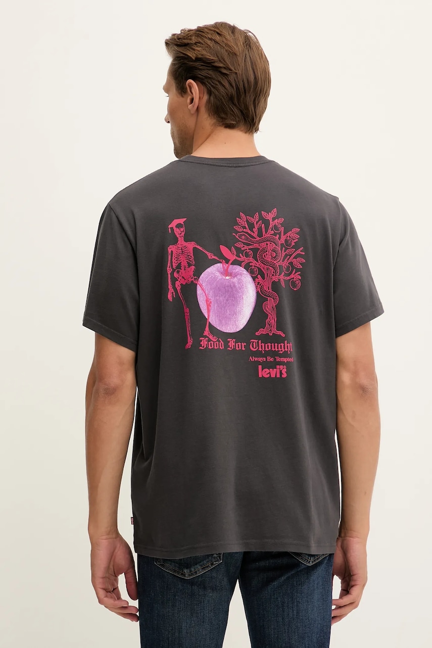 Bavlněné tričko Levi's pánské, šedá barva, s potiskem, A2082