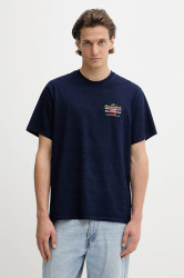 Bavlněné tričko Levi's pánské, tmavomodrá barva, s aplikací, 16143