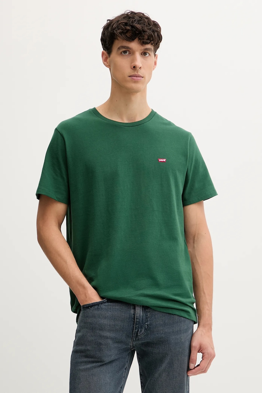 Bavlněné tričko Levi's pánské, zelená barva, 56605