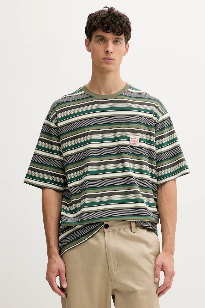 Bavlněné tričko Levi's pánské, zelená barva, A5850