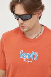Bavlněné tričko Levi's oranžová barva, s aplikací