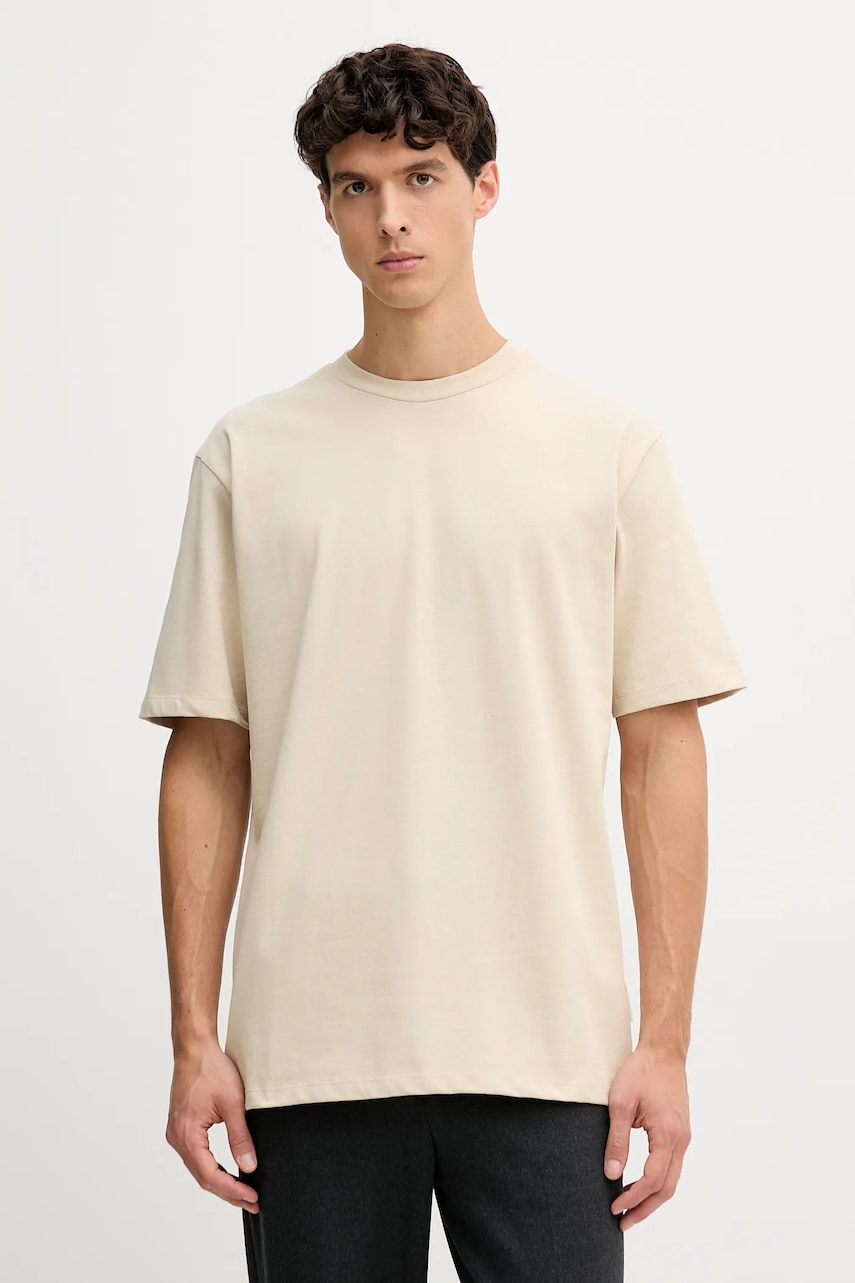 Bavlněné tričko Lindbergh pánské, béžová barva, 30.400120