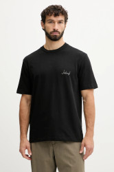 Bavlněné tričko Lindbergh pánské, černá barva, s potiskem, 30.400120C