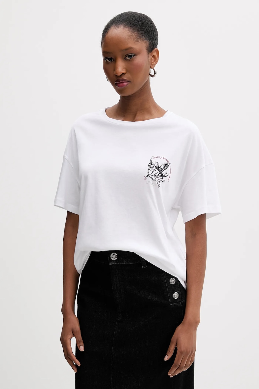 Bavlněné tričko Liu Jo dámské, bílá barva, MF5416 JS923