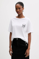 Bavlněné tričko Liu Jo dámské, bílá barva, MF5416 JS923