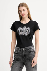 Bavlněné tričko Liu Jo dámské, černá barva, MF5456 JS923
