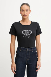 Bavlněné tričko Liu Jo dámské, černá barva, TF5163.JS923