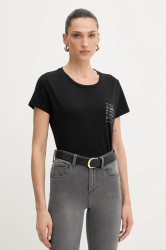 Bavlněné tričko Liu Jo dámské, černá barva, TF5287.JS923