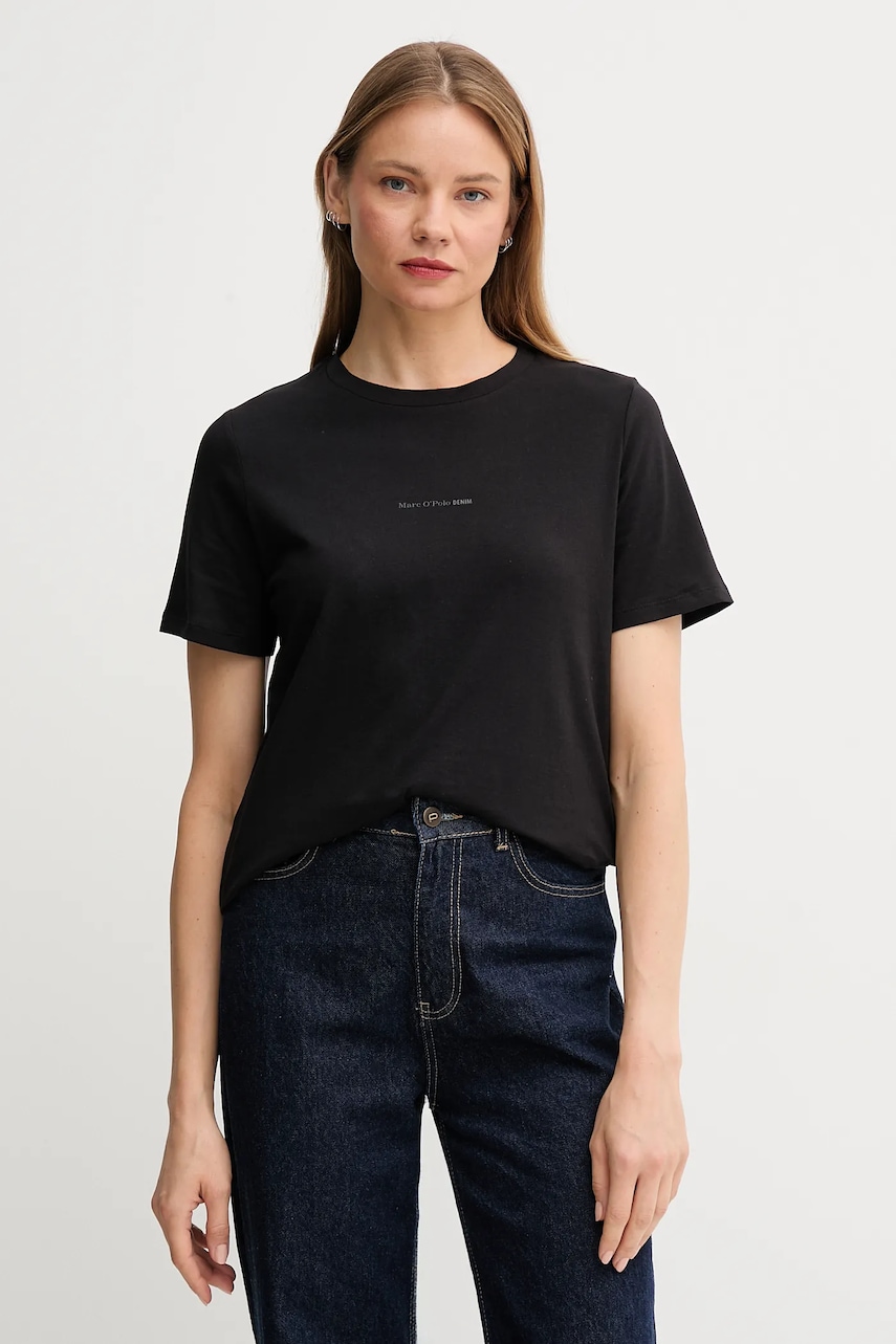 Bavlněné tričko Marc O'Polo dámské, černá barva, 5000006276