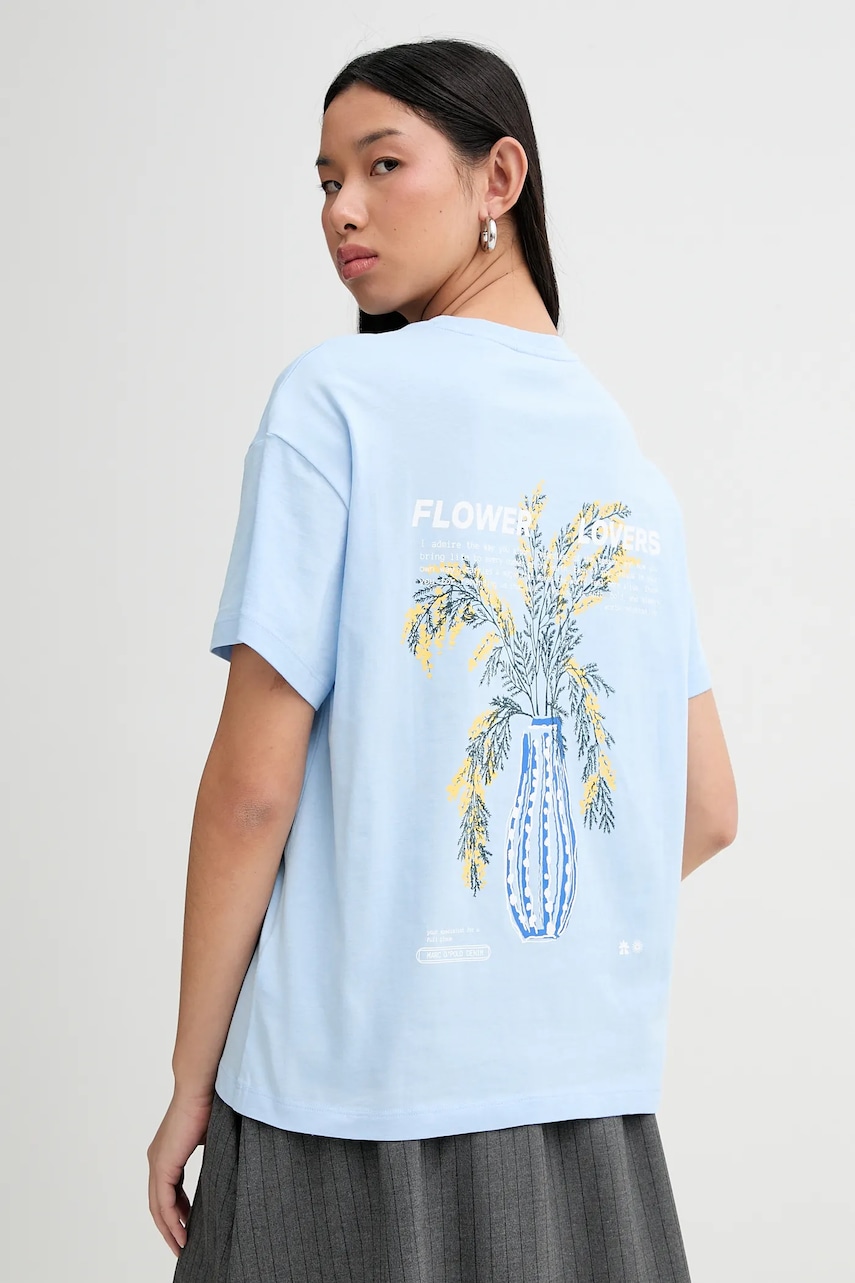 Bavlněné tričko Marc O'Polo dámské, modrá barva, 5000009349