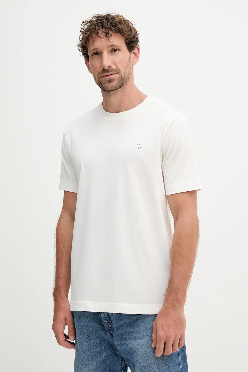 Bavlněné tričko Marc O'Polo pánské, béžová barva, s potiskem, 526201251054