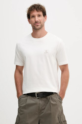 Bavlněné tričko Marc O'Polo pánské, béžová barva, s potiskem, 526201251128