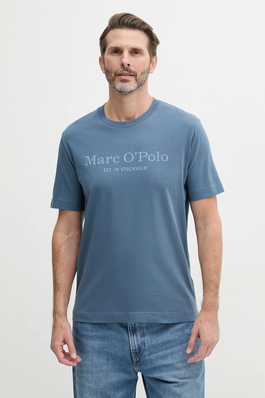 Bavlněné tričko Marc O'Polo pánské, modrá barva, s potiskem, 523201251052