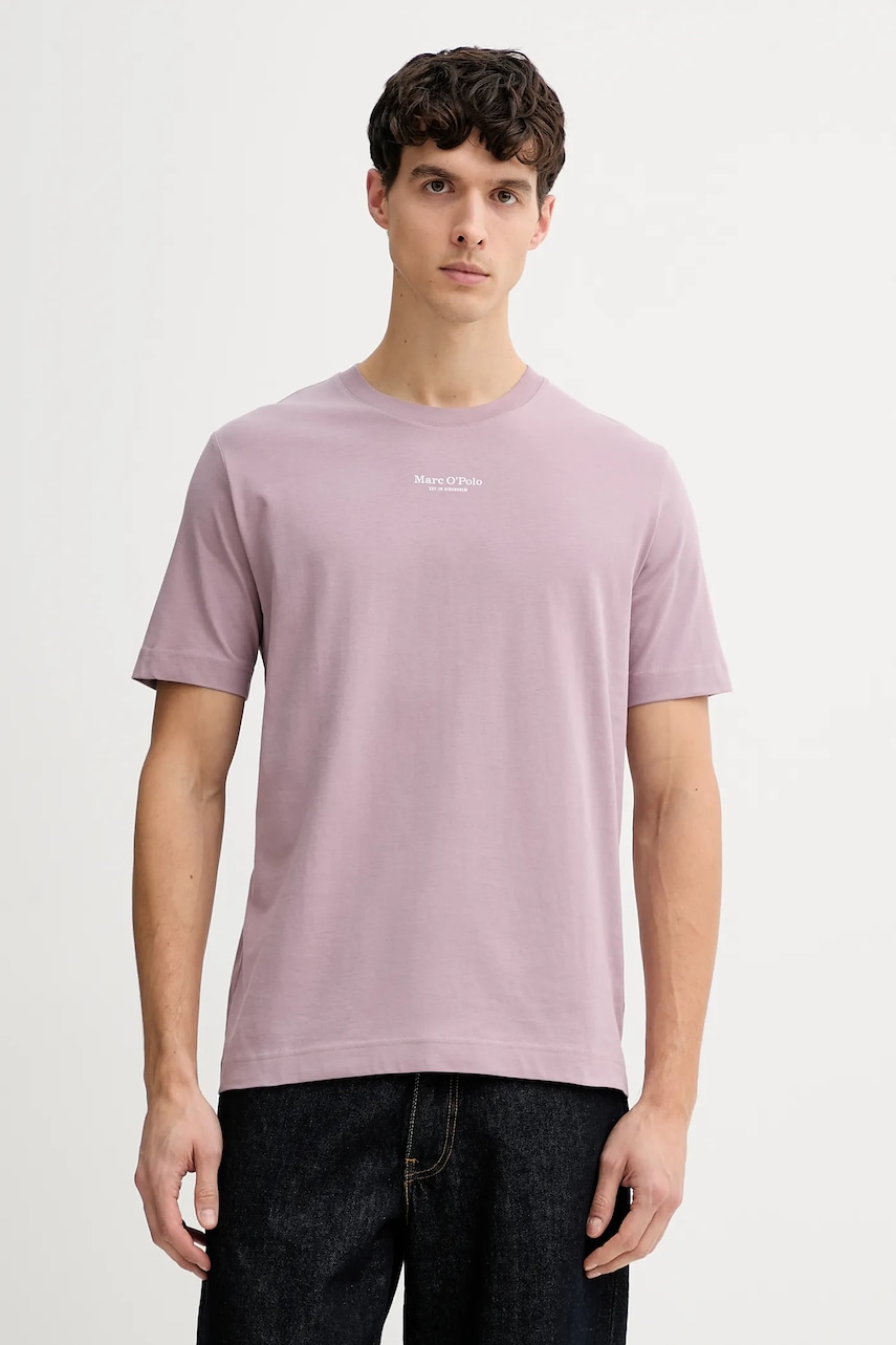 Bavlněné tričko Marc O'Polo pánské, růžová barva, s potiskem, 620201251382